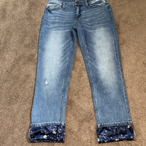 MATILDA JANE Just Imagine Taylor Straight Leg Floral Cuff Jean Size 8 - Picture 3 of 14